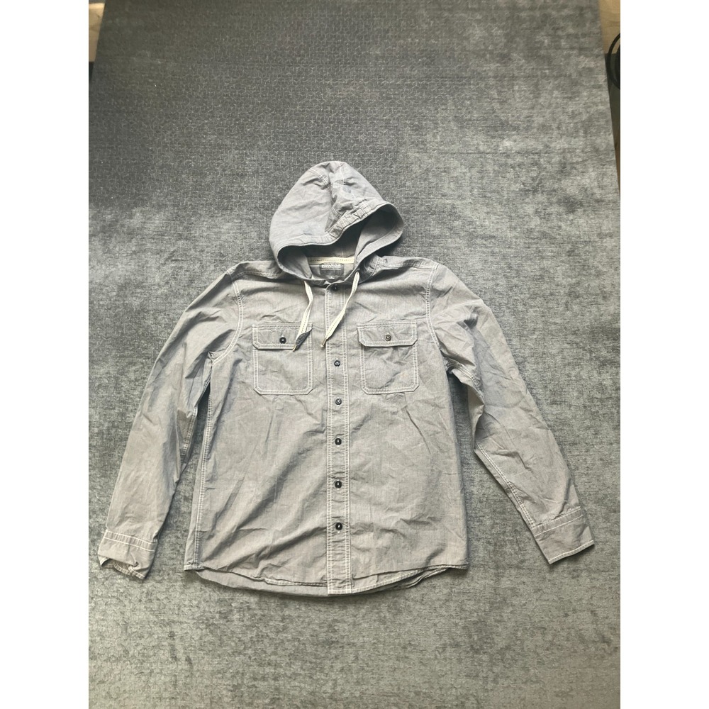 Baleno Shirt Mens Large Gray Hooded Contrast Stitching Button Front‎ Outdoor